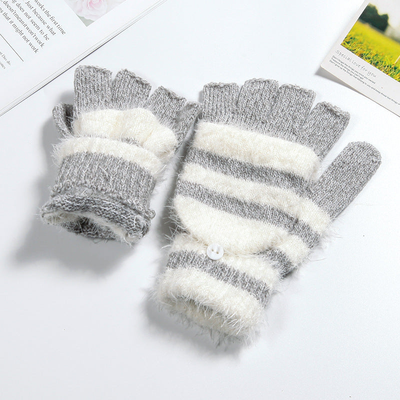 Knit Clamshell Half Finger Warm Gloves