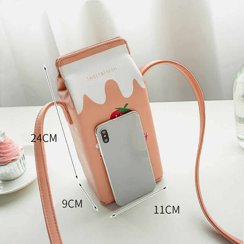 Creative Milk Box Shape Shoulder Bag