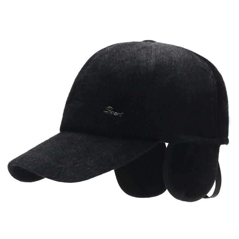 Faux Mink Baseball Cap Men Casual Hats For Ear Protection
