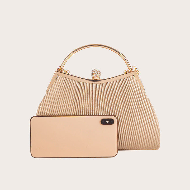 Fashion Crease Rhinestone Hand Bag Shoulder Bag Party Essential