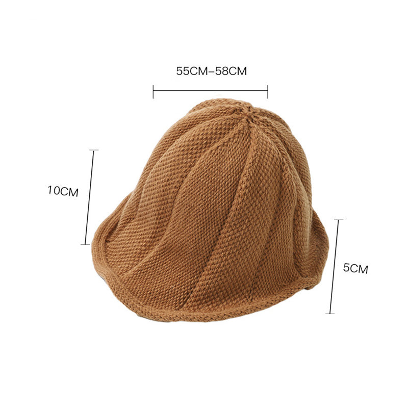 Fashionable Warm Knitted Basin Hat With Curled Edge