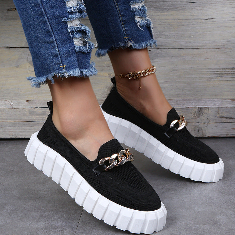Metal Chain Women Loafers Shoes