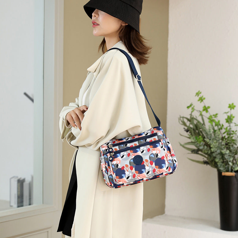 Multi-Pocket Waterproof Printed Shoulder Nylon Bag For Daily