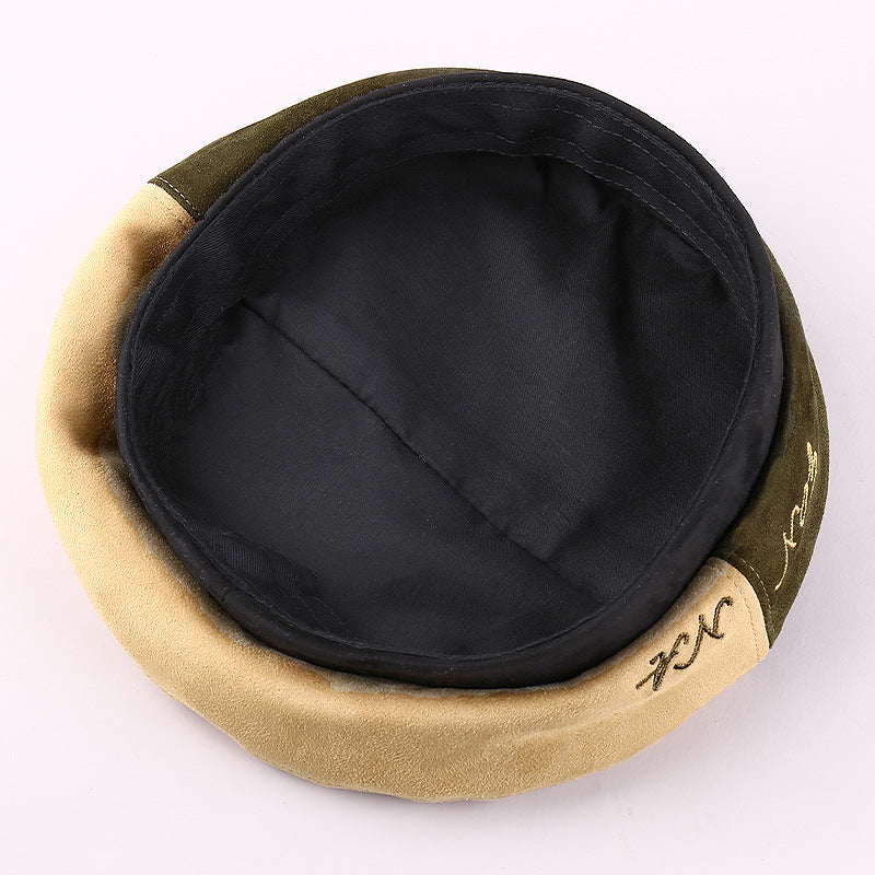 Fashion All-Match Two-Color Stitching Beret