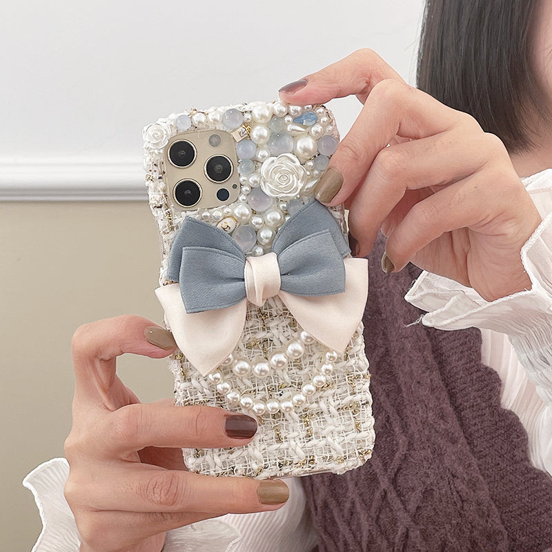 Handmade pearl bow phone case for iPhone12&13
