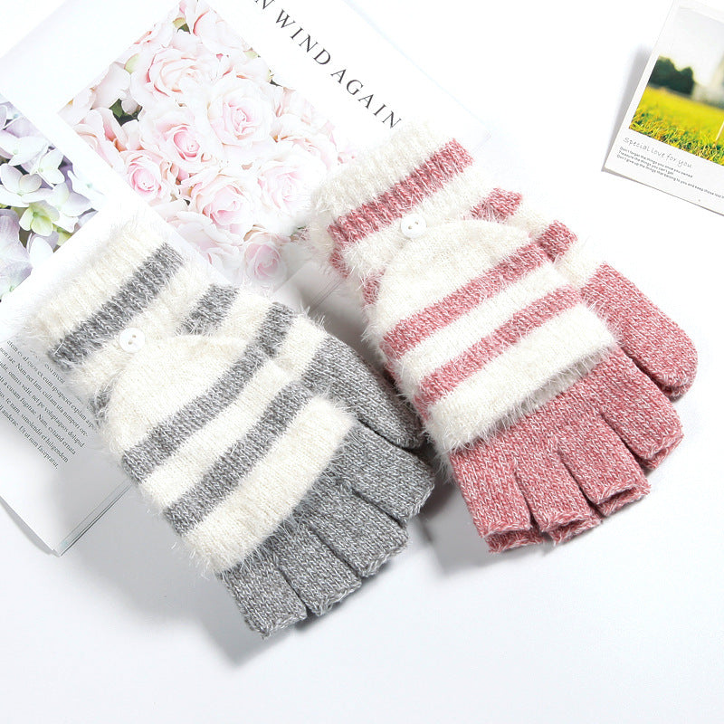 Knit Clamshell Half Finger Warm Gloves