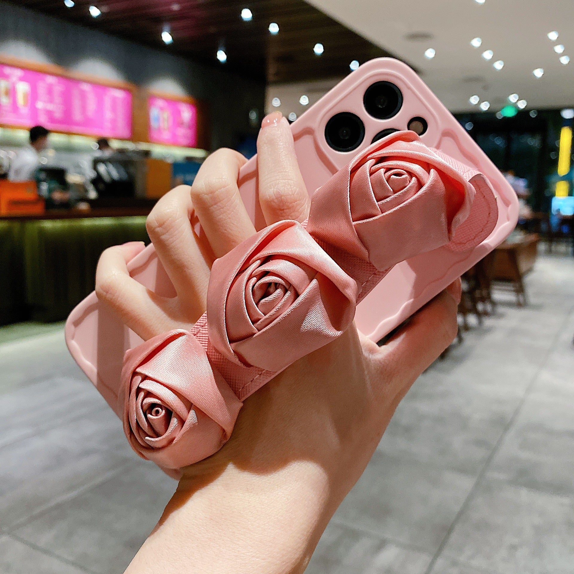 Pink Flower Wristband Phone Case For iPhone11/12/13
