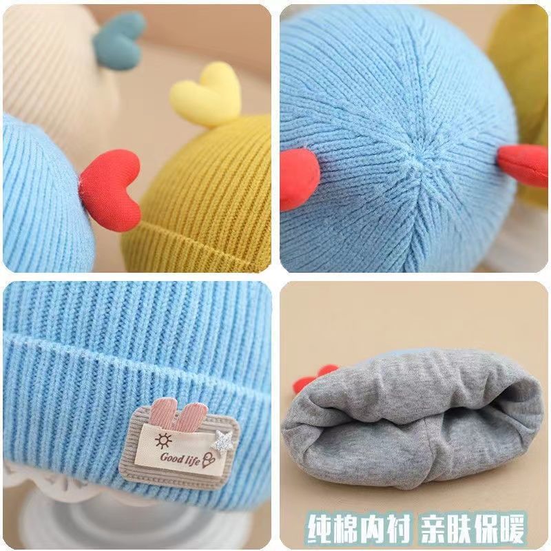 Winter Cotton Cute Heart-Shaped Knitted Hat For Baby