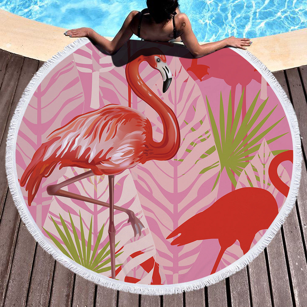 60 inch Diameter Printed Tassel Beach Towel Mat for Home and Outdoor