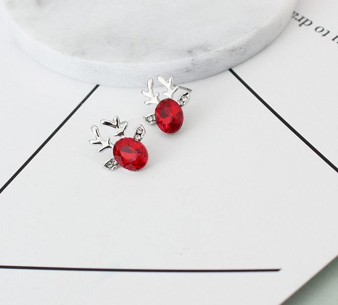 Reindeer Crystal Jewel Stud Earrings For Christmas Gift