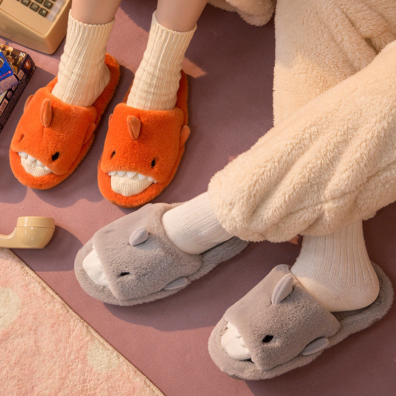 Cute Cartoon Shark Plush Slippers For Home
