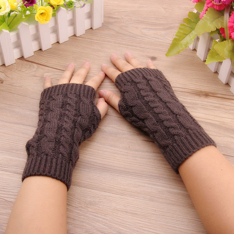 Spring Jacquard Knitted Half-Finger Gloves