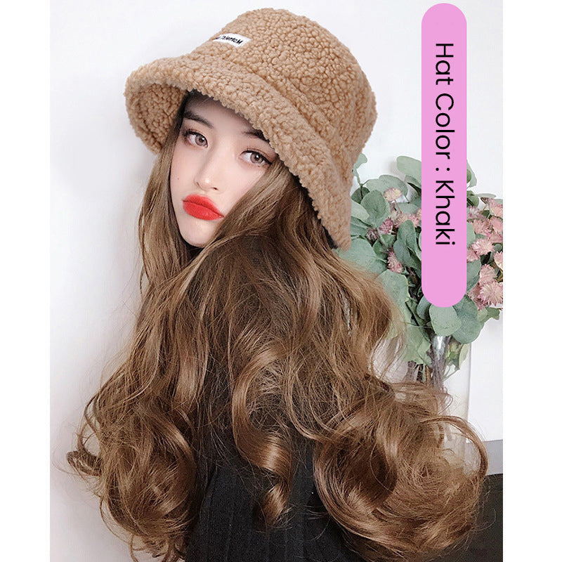 Fashion Plush Basin Hat With Wig 2 in 1