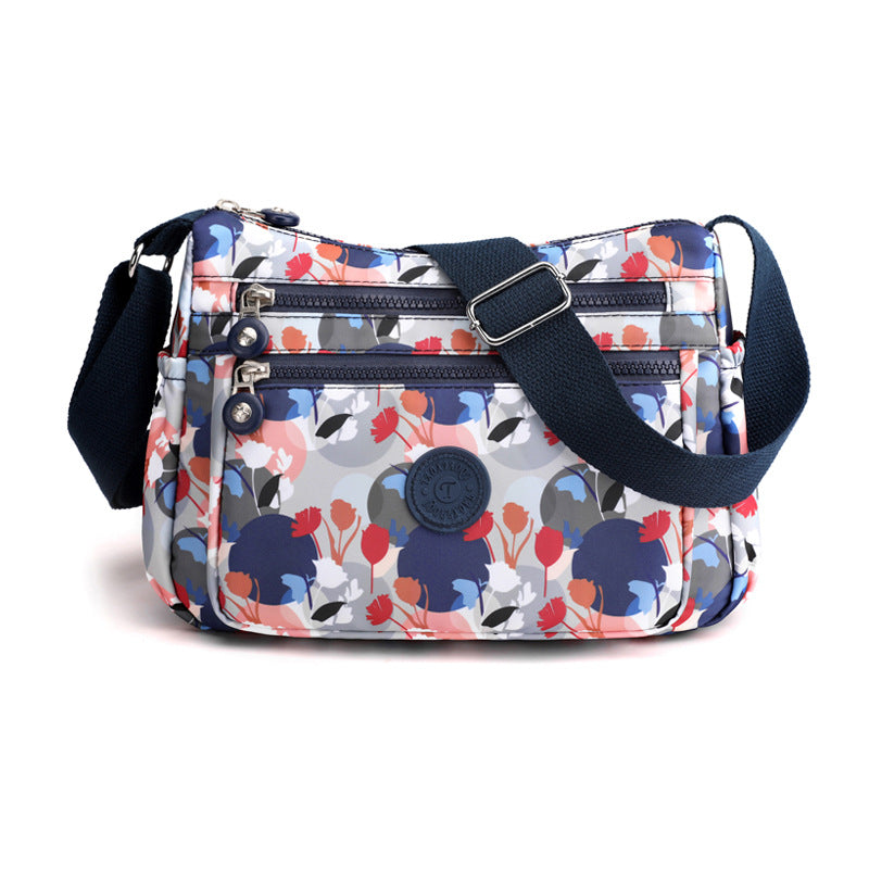 Multi-Pocket Waterproof Printed Shoulder Nylon Bag For Daily