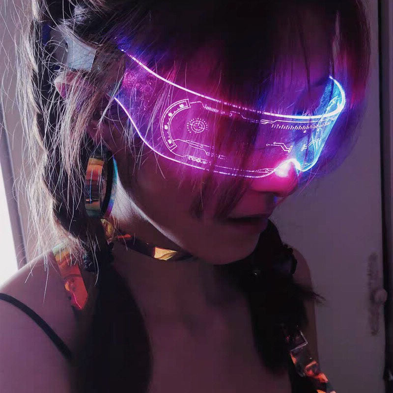 Fashion Trend Cyberpunk LED Lights Colorful Dazzling Glasses