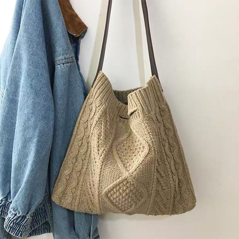 Vintage Jacquard Knitted Wool Shoulder Bag