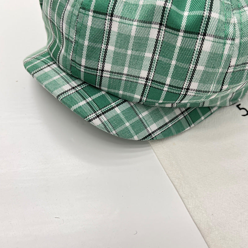 Fashion British Style Plaid Flat Hat