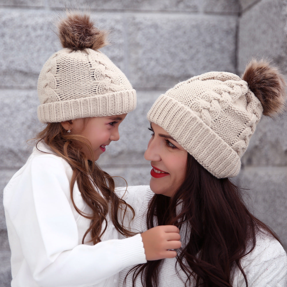 2PCS Winter Fashion Parent-child Knit Hat