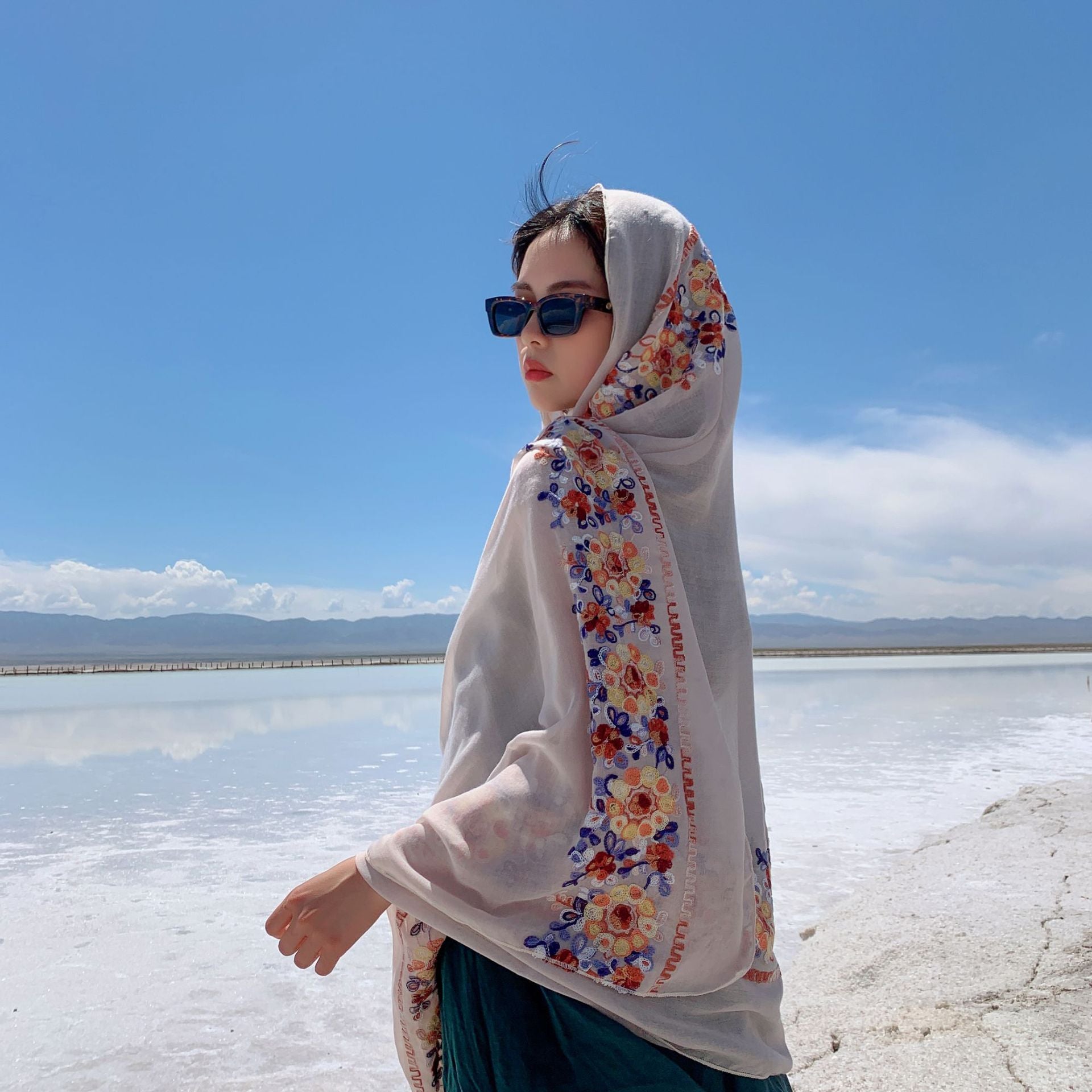 Printed Sunscreen Silk Scarf Beach Towel Outdoor Bohemian Shawl