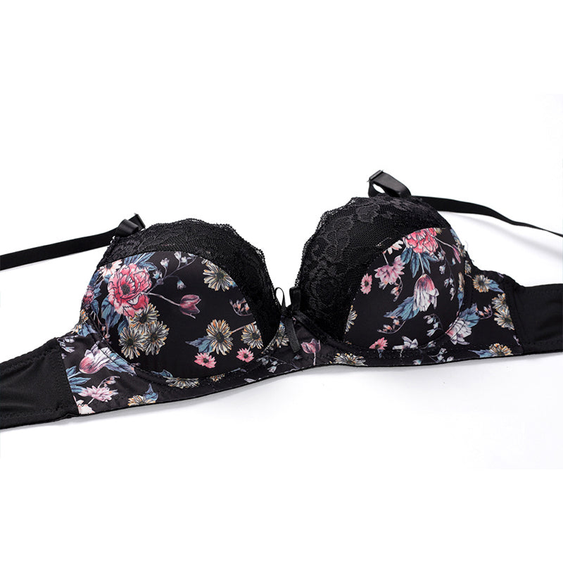 Ziibras Sexy Lace Print Push-Up Bras Set