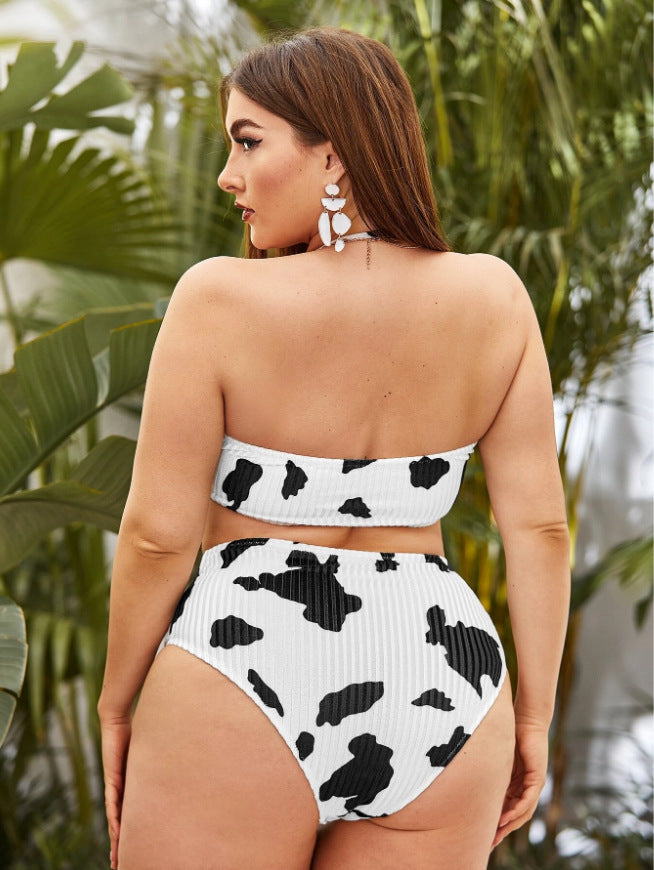 Cow Print Plus-size Split Swimsuit