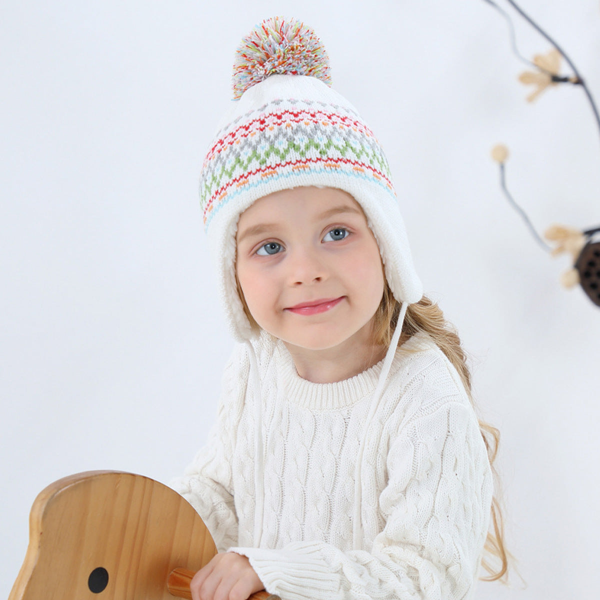 Jacquard Plus Velvet Warm Children's Hat+scarf+gloves 3PCS