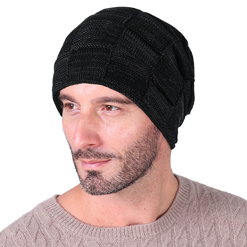 Winter Men Thick Plaid Knitted Hat