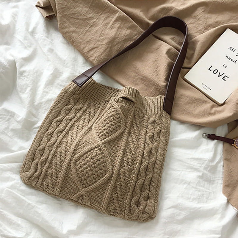 Vintage Jacquard Knitted Wool Shoulder Bag