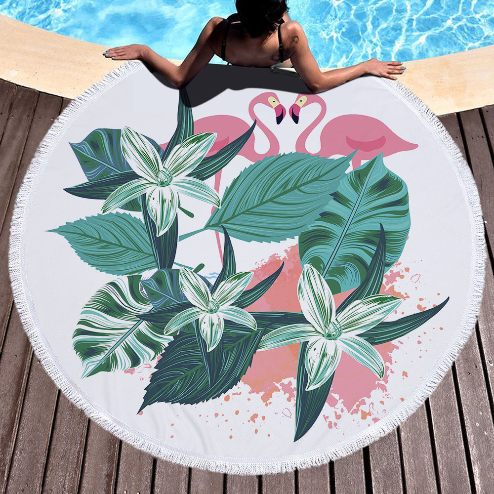 60 inch Diameter Printed Tassel Beach Towel Mat for Home and Outdoor