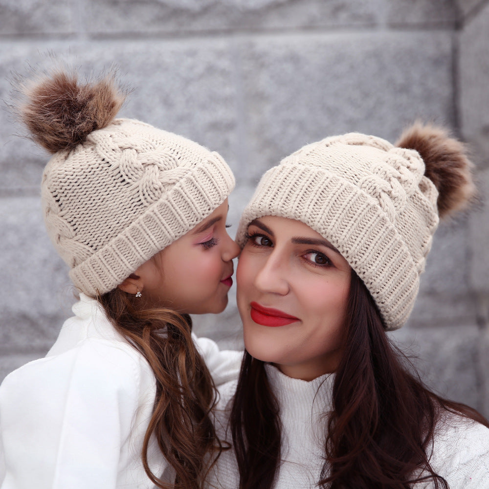 2PCS Winter Fashion Parent-child Knit Hat