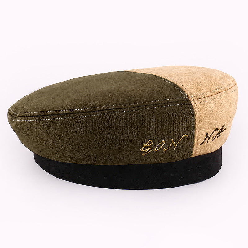 Fashion All-Match Two-Color Stitching Beret