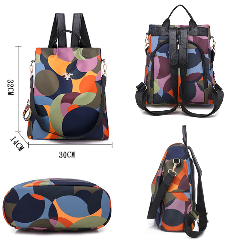 Women Waterproof Printed Nylon Anti-theft Backpack