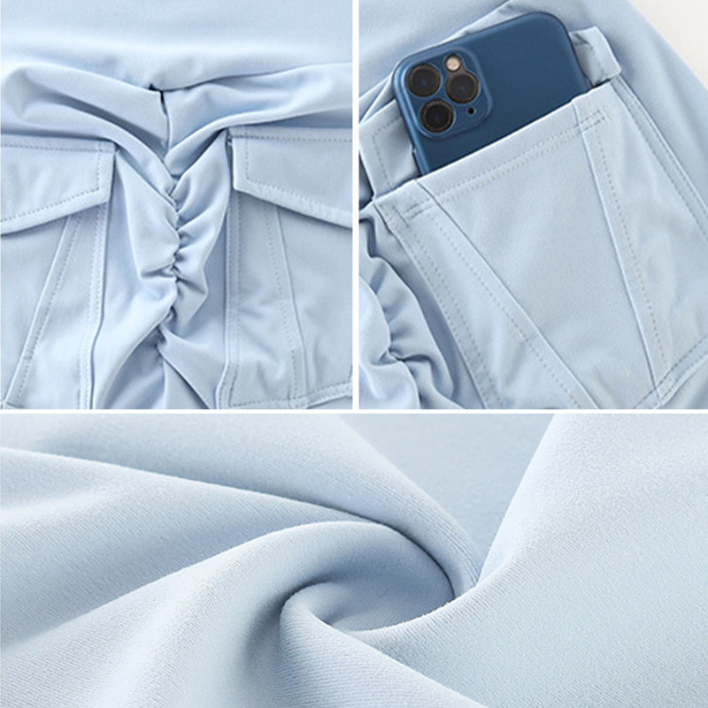 Double-Sided Brushed High-Waisted Yoga Pants With Big Pocket
