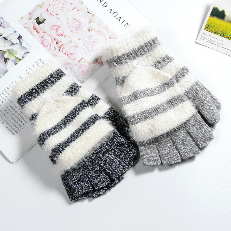 Knit Clamshell Half Finger Warm Gloves