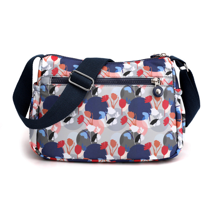 Multi-Pocket Waterproof Printed Shoulder Nylon Bag For Daily