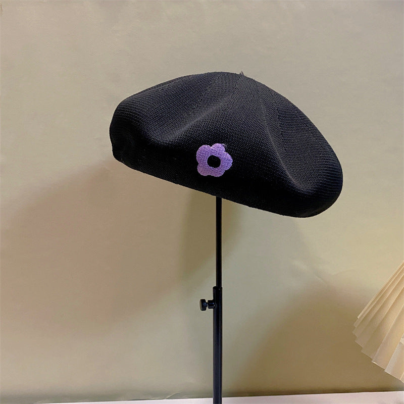 Flocking Flower Breathable Beret