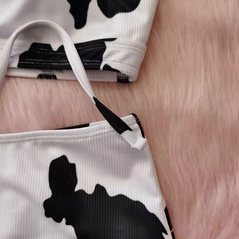 Cow Print Plus-size Split Swimsuit