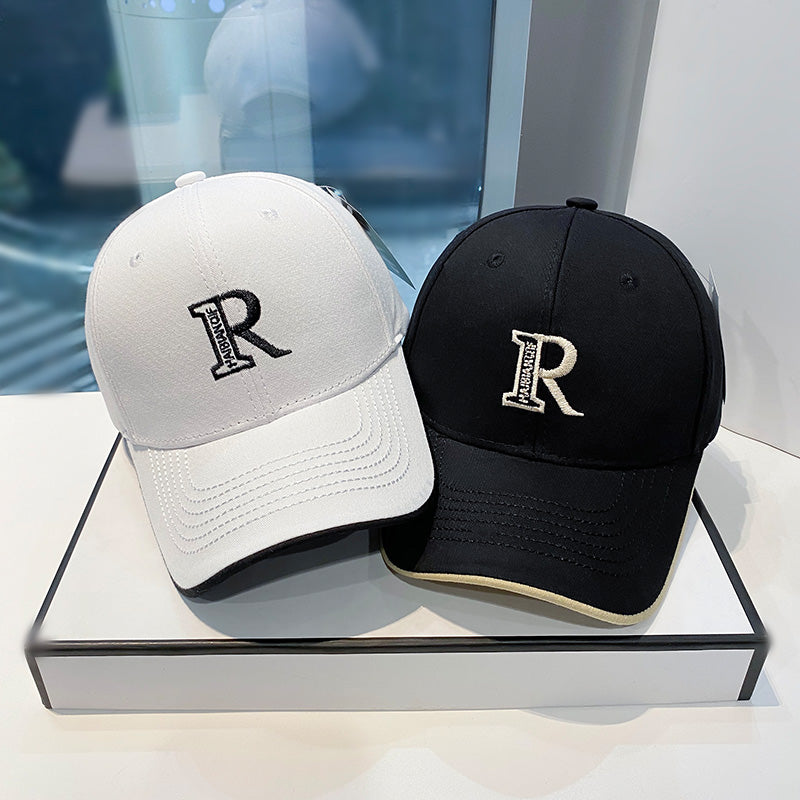 R-letter Embroidered Baseball Cap With Curved Brim