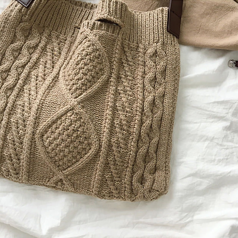 Vintage Jacquard Knitted Wool Shoulder Bag