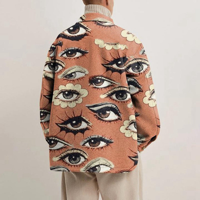 Spring Men's Fashion Three-dimensional Patch Pocket Printed Jacket