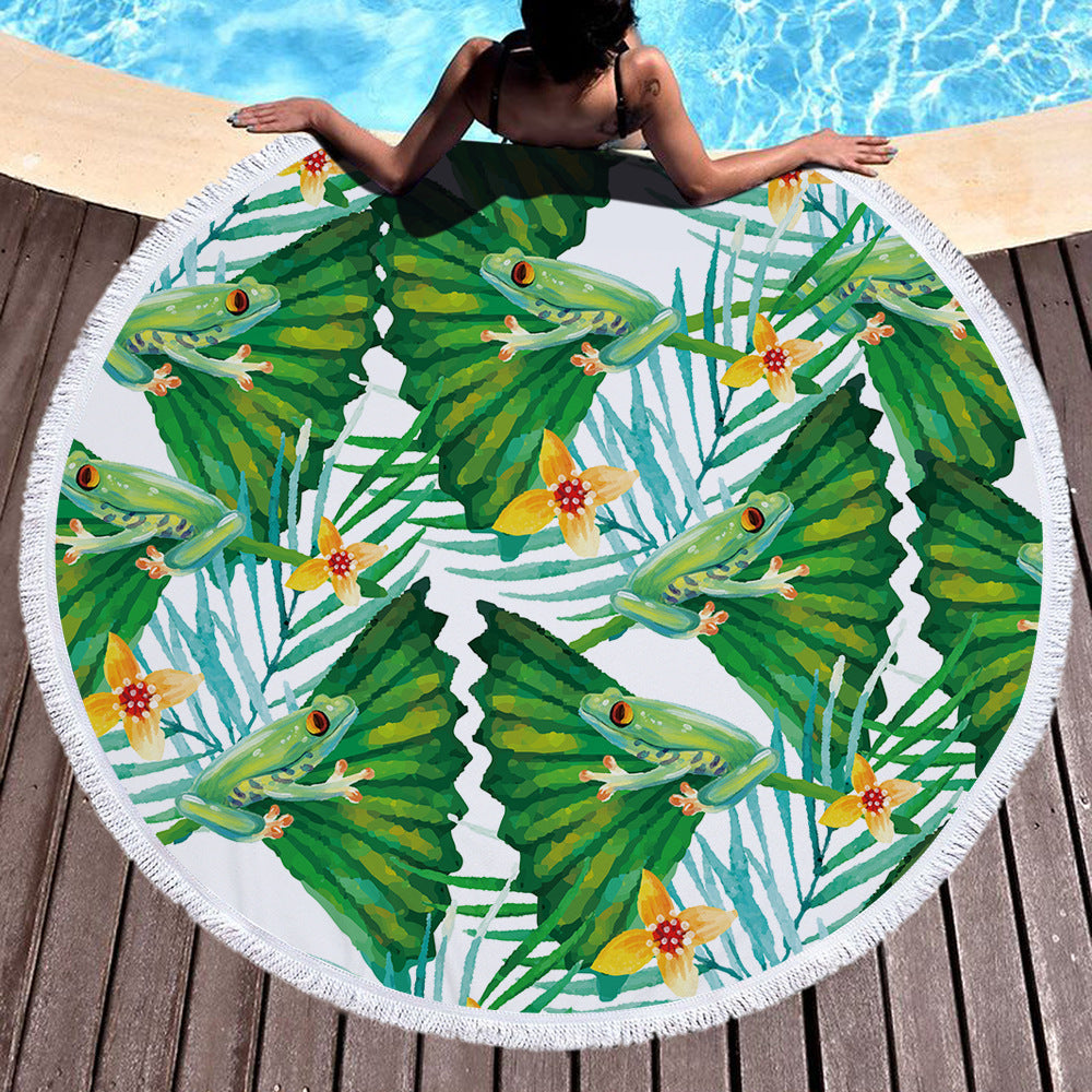 60 inch Diameter Printed Tassel Beach Towel Mat for Home and Outdoor