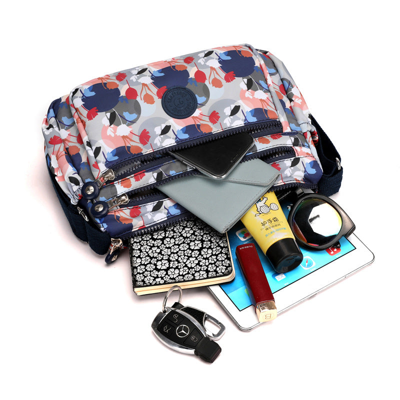 Multi-Pocket Waterproof Printed Shoulder Nylon Bag For Daily