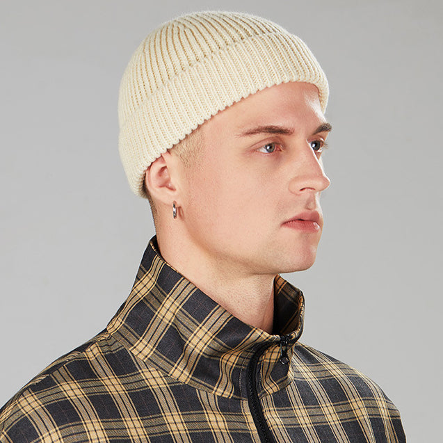 Spring Fashion Short Melon Leather Hat Warm Pure Color Knitted Hat