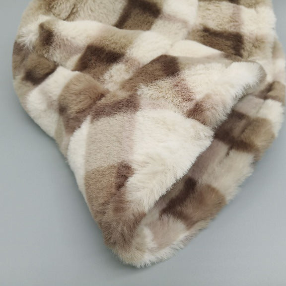 Fashion All-match Plaid Striped Plush Basin Hat