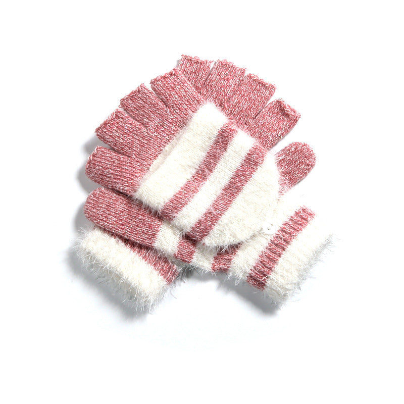 Knit Clamshell Half Finger Warm Gloves