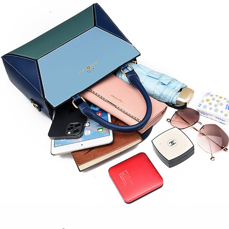 Fashion Contrast Color Ladies Workplace Clutch Large-Capacity Handbag