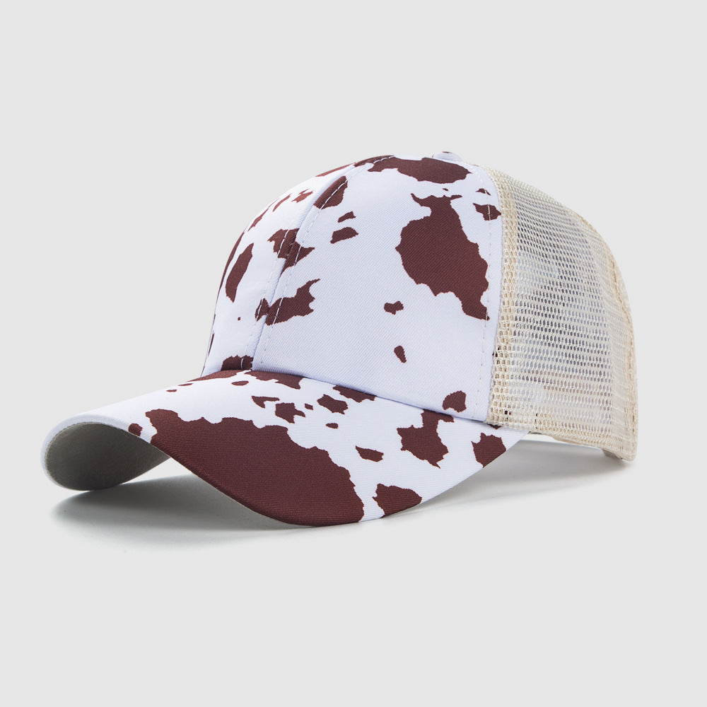 Cow Stripes Cross Ponytail Baseball Cap