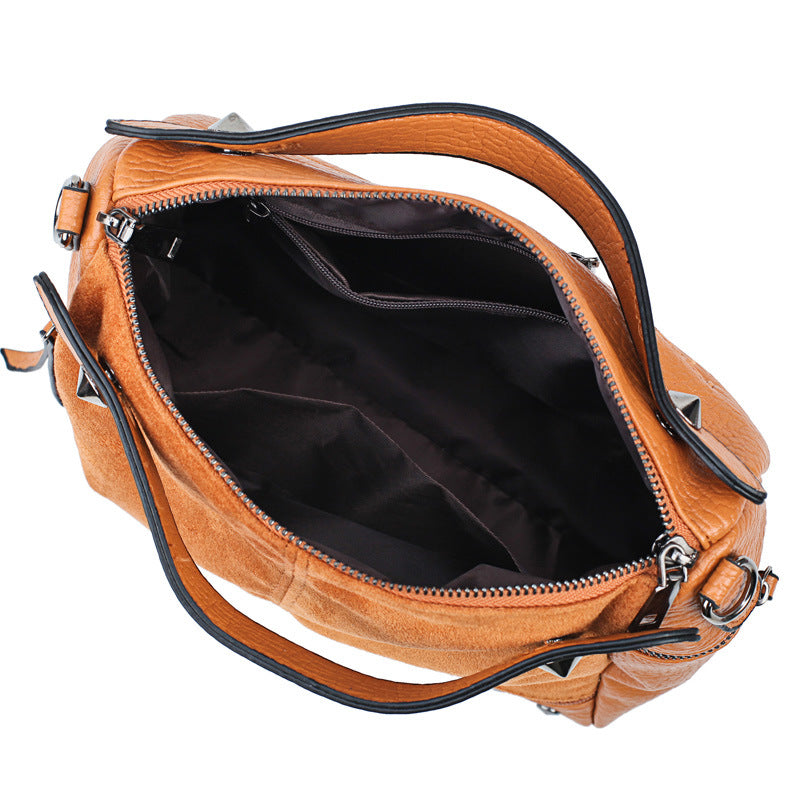 Rivet Frosted Shoulder Bag Handbag for Daily Travel