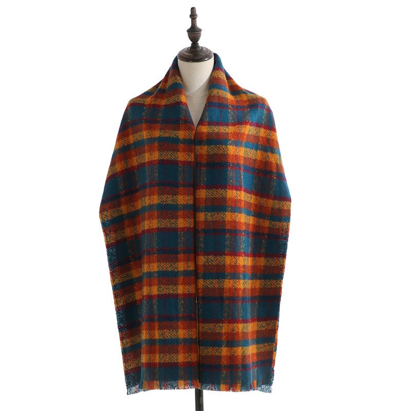 Fashion Plaid Jacquard Faux Cashmere Warm Shawl Scarf