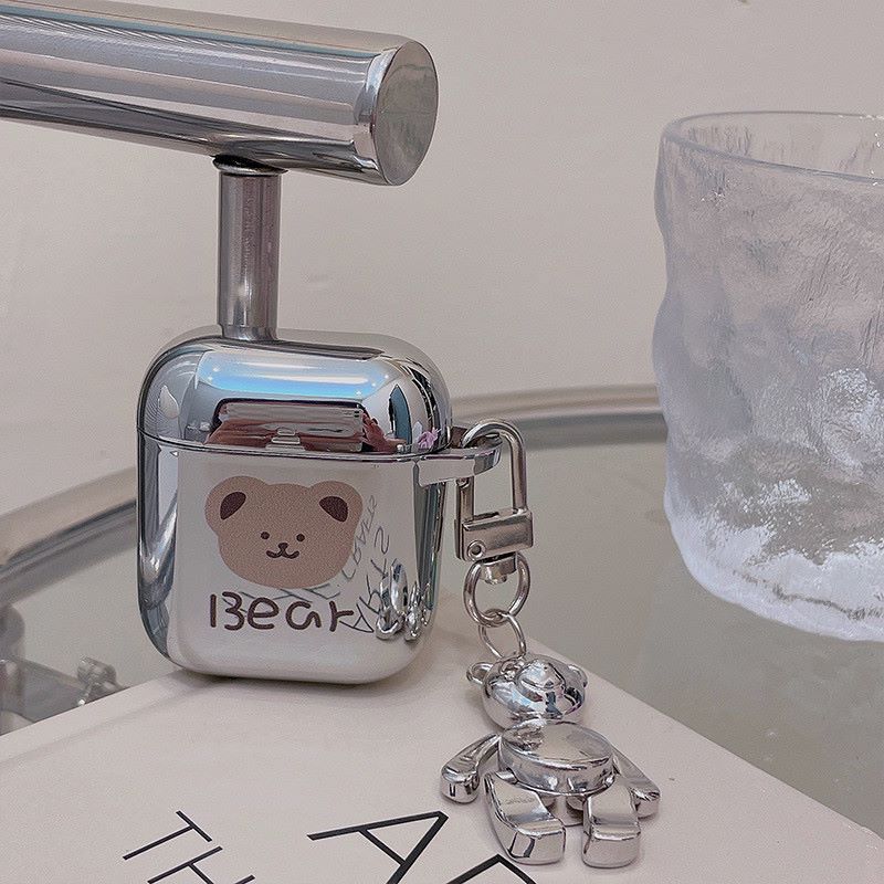 Electroplating Cartoon Bear Headset Case for Airpods Pro/1/2/3